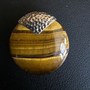 Whitney Kelly WK 925 Sterling Silver Tiger Eye Enhancer Pendant, Hammered Design